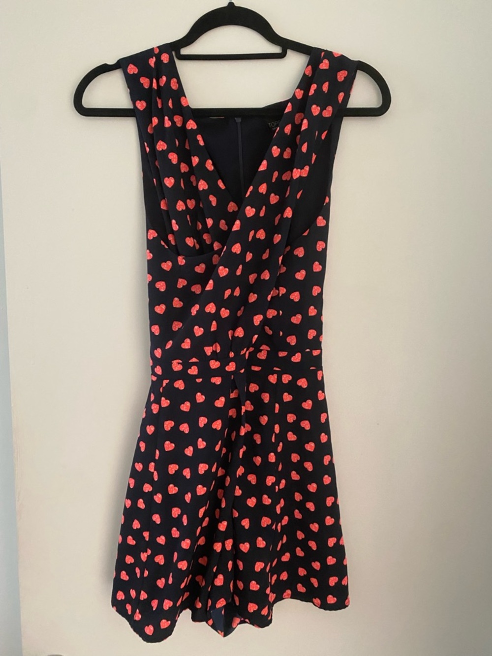 Topshop Black Mini Dress with Red Heart Print